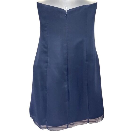 Simone Cavalli Dress Size 12 Ruched Side Strapless Jeweled Navy Blue Cocktail - Picture 3 of 10